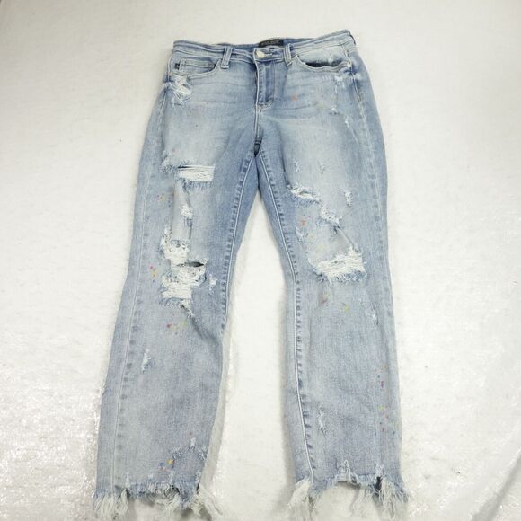 Judy Blue Light Blue Distressed Boyfriend Jeans - Picture 2 of 14